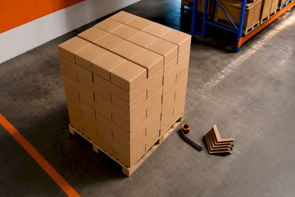 Anonymous pallet load viewed from above