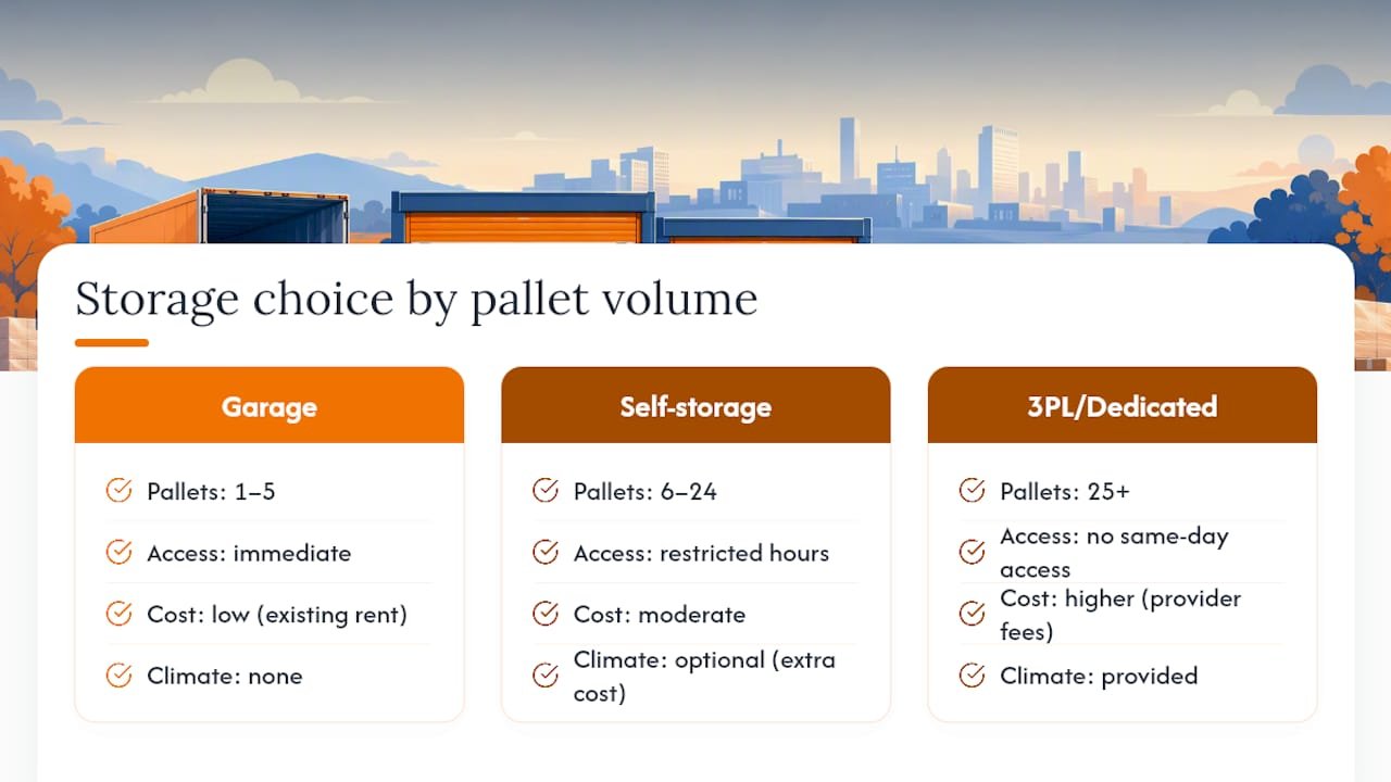 Storage options by pallet volume and turnover speed