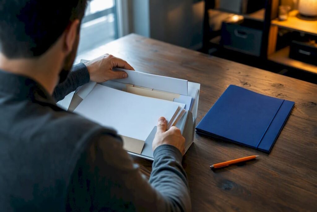 Reseller organizing tax registration documents
