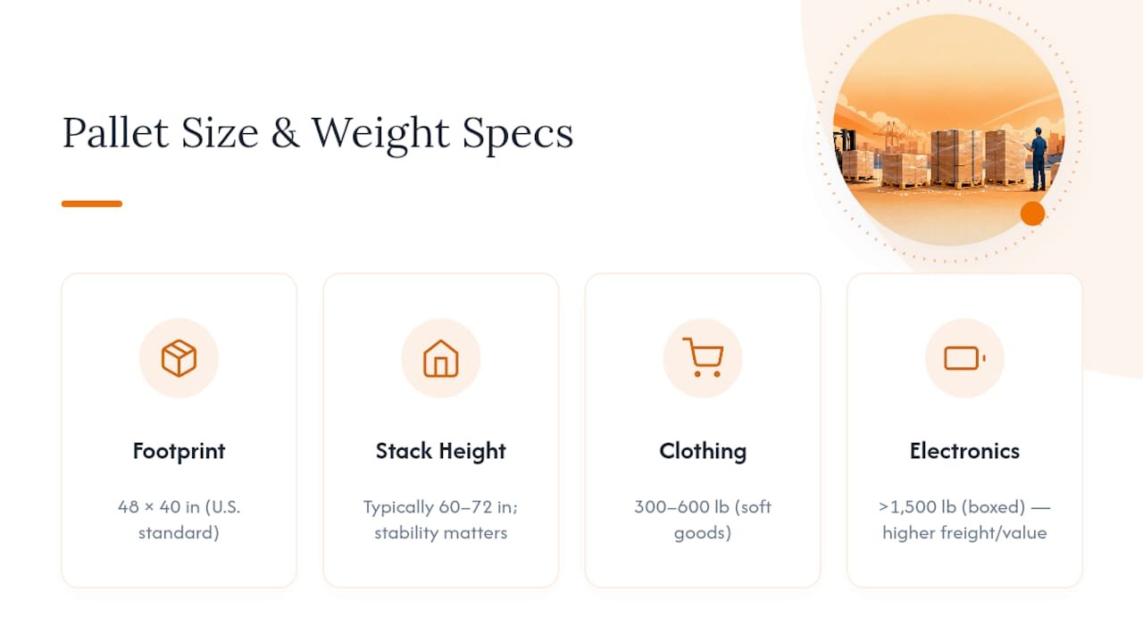 Comparison of pallet dimensions weights and freight factors